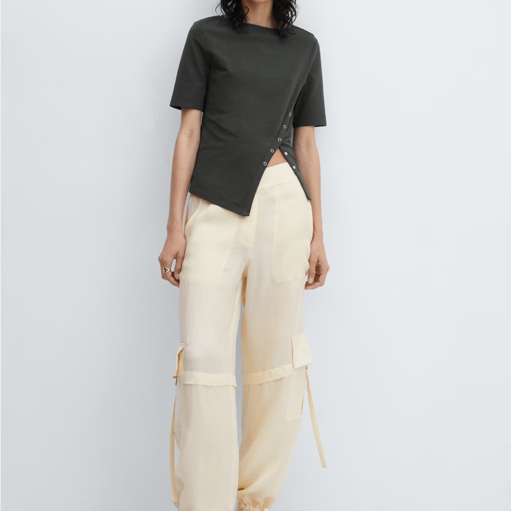 Mango Cotton T-Shirt with Slit asymmetrical
